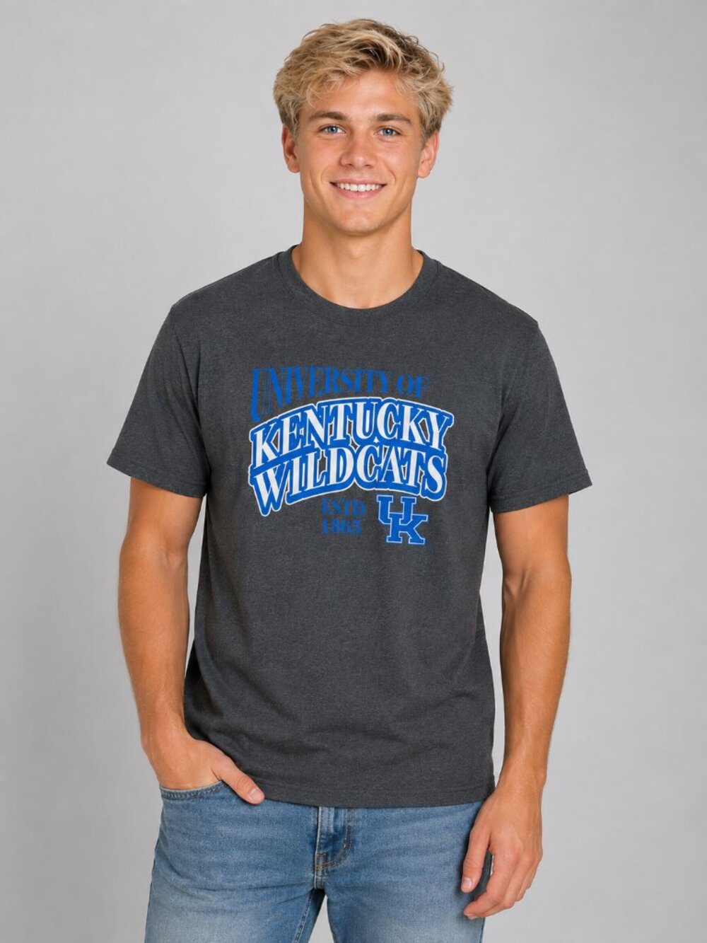 University of Kentucky UK Charcoal Grey Blue Short Sleeve Tshirt Men’s’ Large